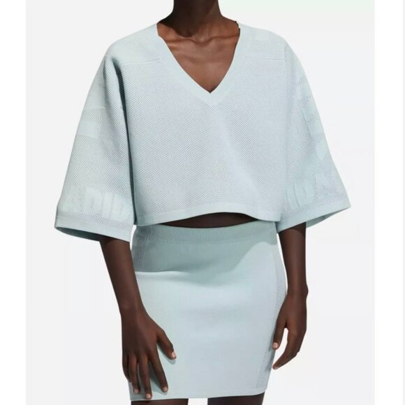 Adidas x Ivy Park Knit Jersey Crop Top Small - Green Tent Drip 2 Beyonce - Picture 4 of 14